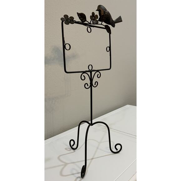 Vtg Wrought Iron Bird Floral Picture Card Holder Tabletop Display Stand Photos - Picture 5 of 7